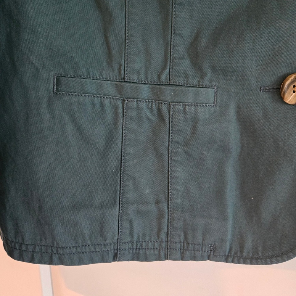 LL Bean Blazer Womens 16 Teal Cotton Twill 3-Button Jacket Office Professional - Picture 9 of 9